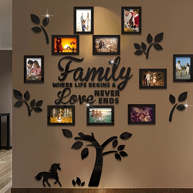 Set of 10 Acrylic Mirror Wall Stickers, Self-Adhesive And Removable, Designed As a Family Tree Photo Frame, Perfect for Jigsaw Game Visuals - Ideal for Decorating Walls, Rooms, Homes, And Offices - a Great Gift for Birthdays, Father'S Day