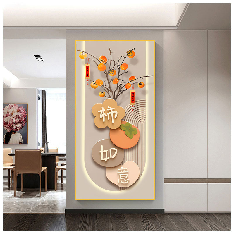 1pc of Persimmon Ruyi 2D Flat Design Sticker, Ideal for Wall Decoration in Various Settings Such As Bedrooms, Doors, Cafes, Restaurants, Offices, And More, Making It Perfect for Enhancing for Home Wall Art