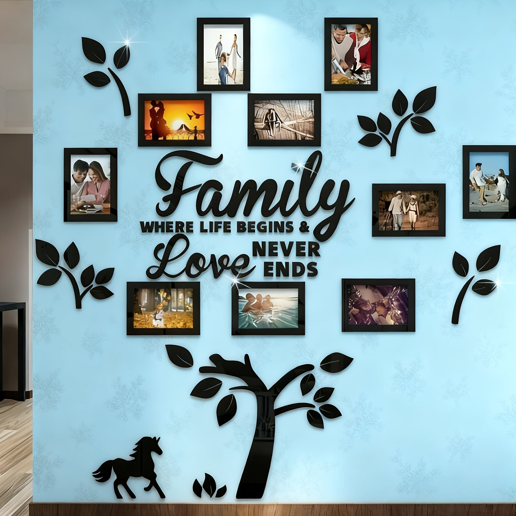 Set of 10 Acrylic Mirror Wall Stickers, Self-Adhesive And Removable, Designed As a Family Tree Photo Frame, Perfect for Jigsaw Game Visuals - Ideal for Decorating Walls, Rooms, Homes, And Offices - a Great Gift for Birthdays, Father'S Day